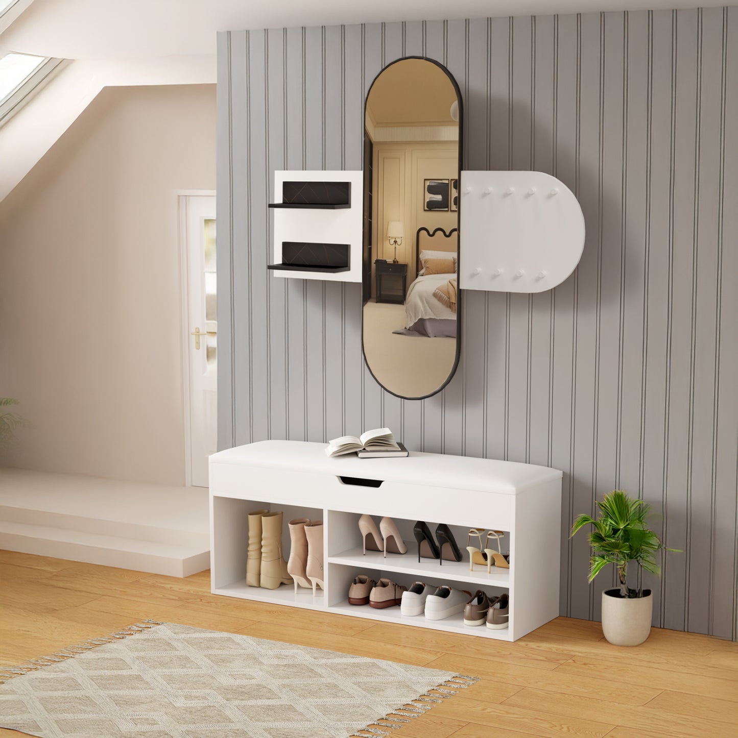 Entrance Set 2pcs Cheryl Hm21276.01 Melamine In White--black Marble Look