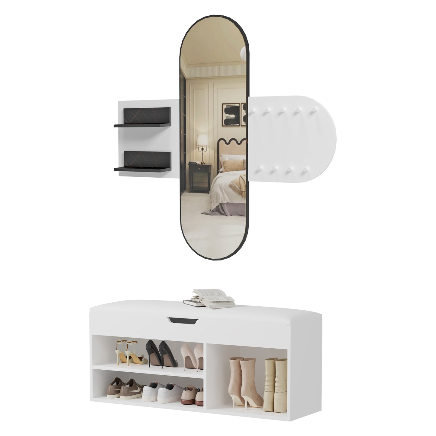 Entrance Set 2pcs Cheryl Hm21276.01 Melamine In White--black Marble Look