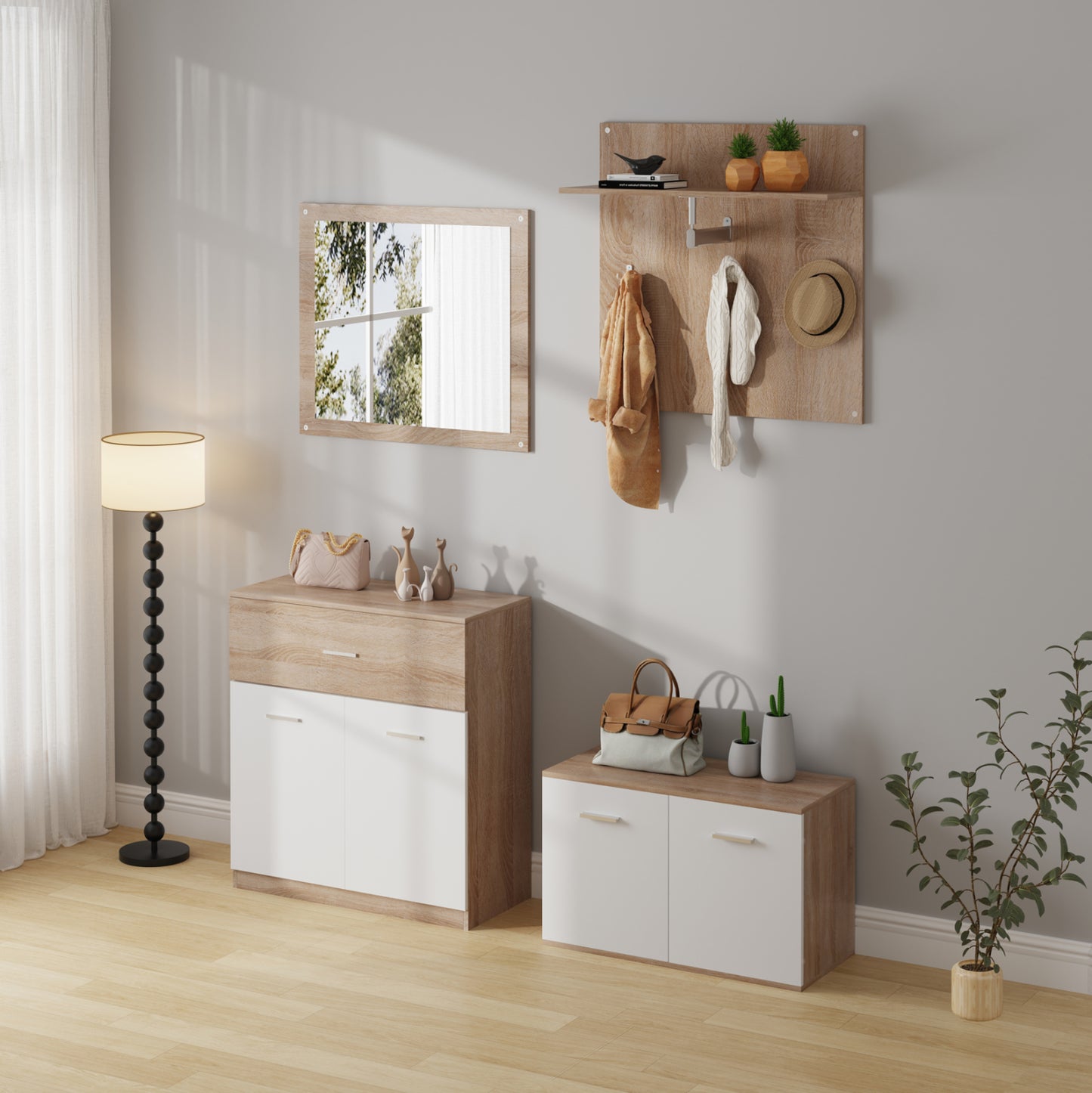 Entrance Set 4pcs Dionne Hm21057 Melamine In Sonama-white