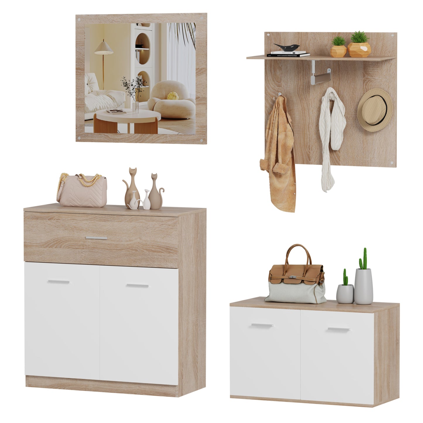 Entrance Set 4pcs Dionne Hm21057 Melamine In Sonama-white