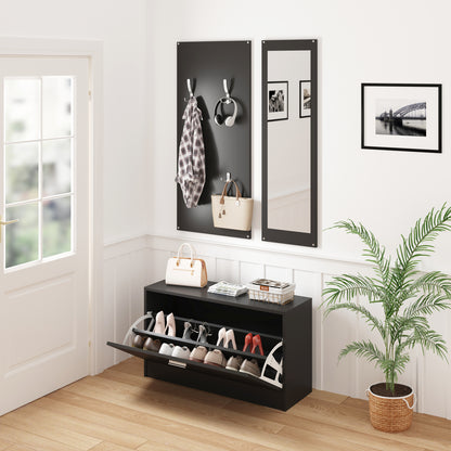 Entryway Set With Mirror Vern Hm2476.02 Melamine In Wenge 80x27x175hcm.