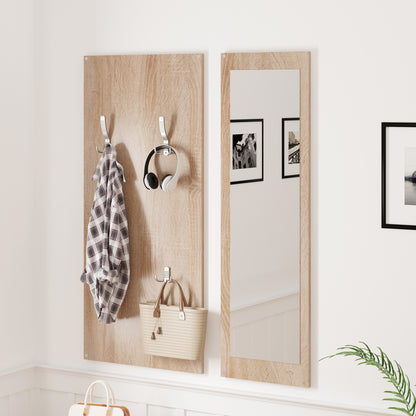 Entryway Set With Mirror Vern Hm2476.04 Melamine In Sonama-white 80x27x175hcm.