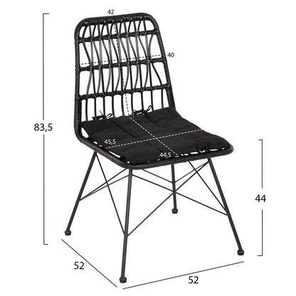 Outdoor Dining Set 5pcs Ofer Hm21029 Dark Gray Metal-black Wicker & Metal