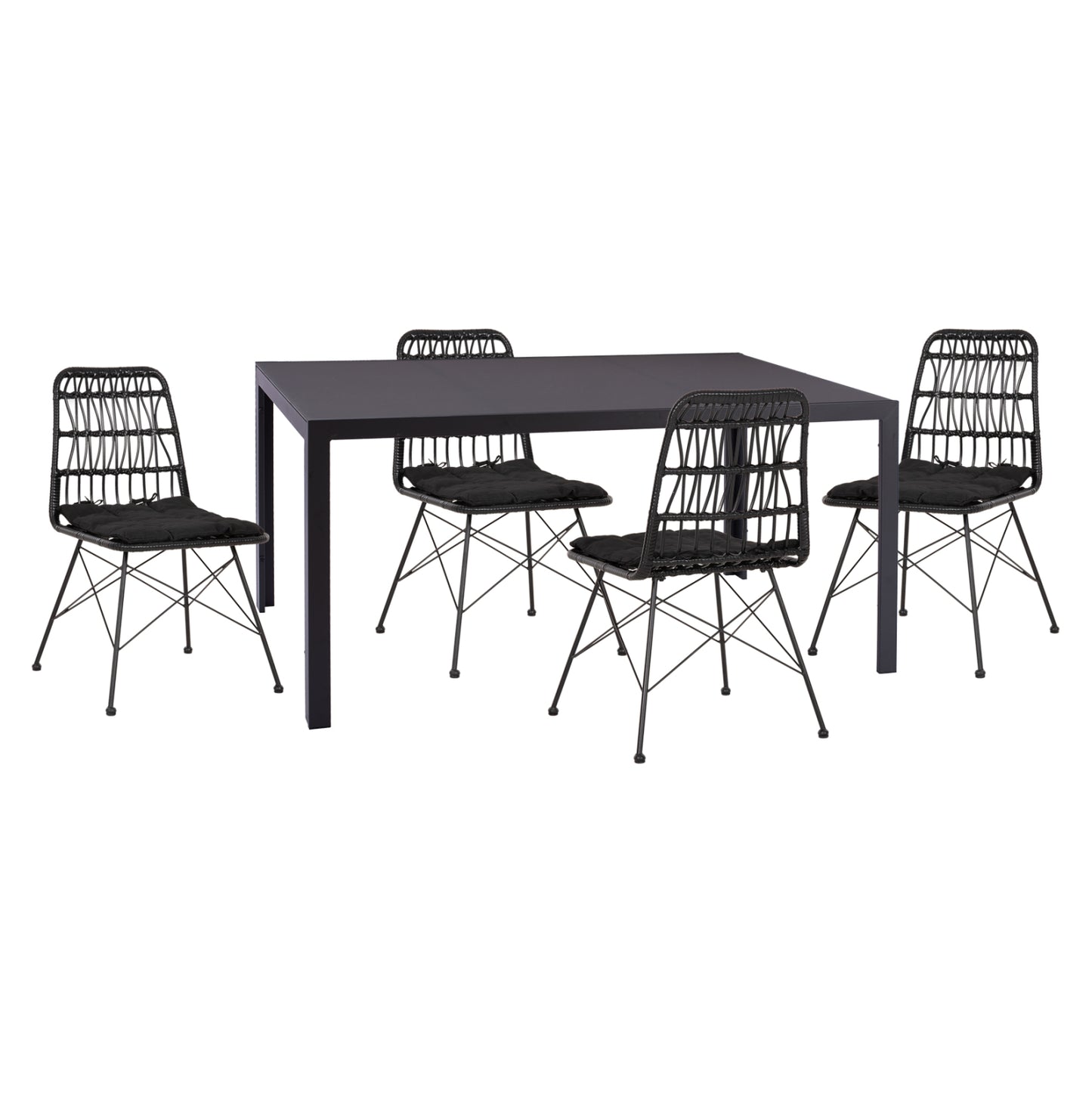 Outdoor Dining Set 5pcs Ofer Hm21029 Dark Gray Metal-black Wicker & Metal