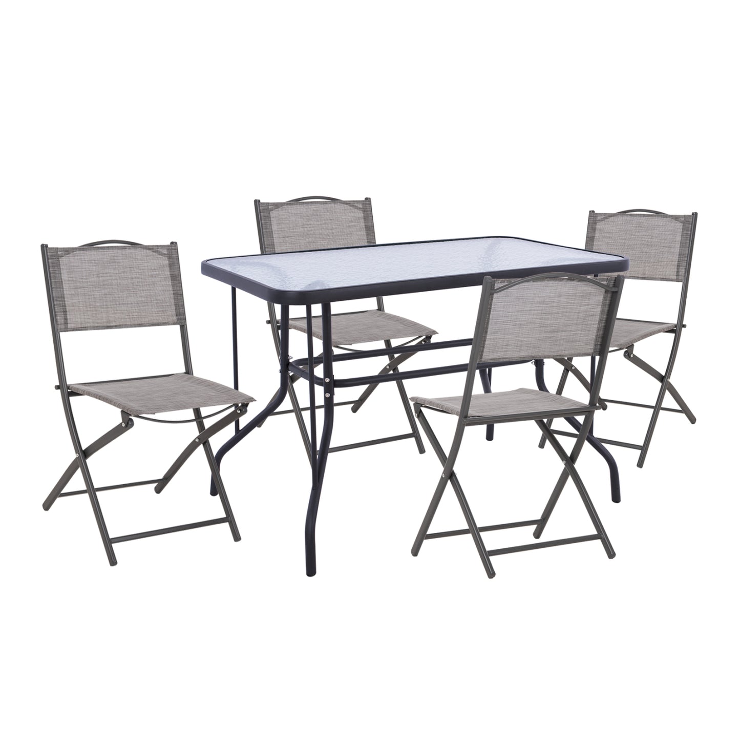 Outdoor Dining Set 5pcs Mag Hm21033.01 Metal Table ΑΔΑΜ  & 4 Foldable Chairs-dark Grey