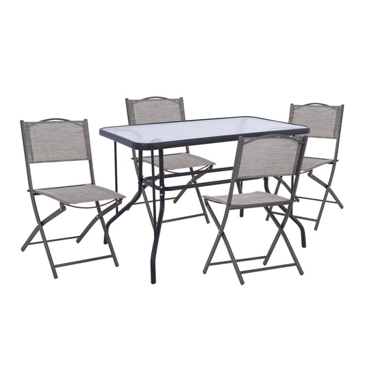Outdoor Dining Set 5pcs Mag Hm21033.01 Metal Table ΑΔΑΜ  & 4 Foldable Chairs-dark Grey