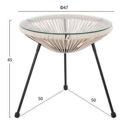 Outdoor Lounge Set 3pcs Acapulco Hm11861.03 P.e.rattan Ecru-metal In Black