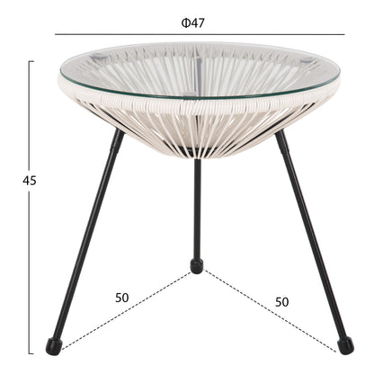 Outdoor Lounge Set 3pcs Acapulco Hm11861.12 P.e.rattan White-metal In Black