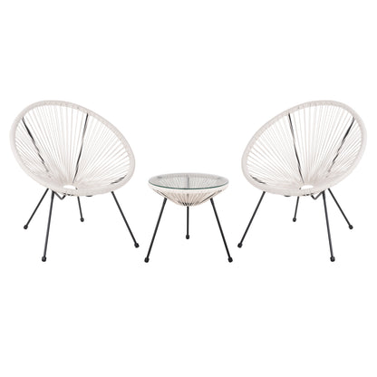 Outdoor Lounge Set 3pcs Acapulco Hm11861.12 P.e.rattan White-metal In Black