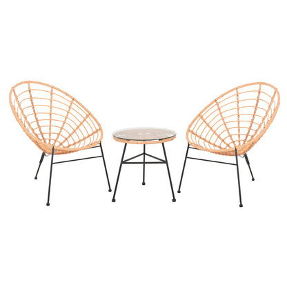 Outdoor Lounge Set 3pcs Allegra Hm21047.11 Beige Synth.rattan-black Metal