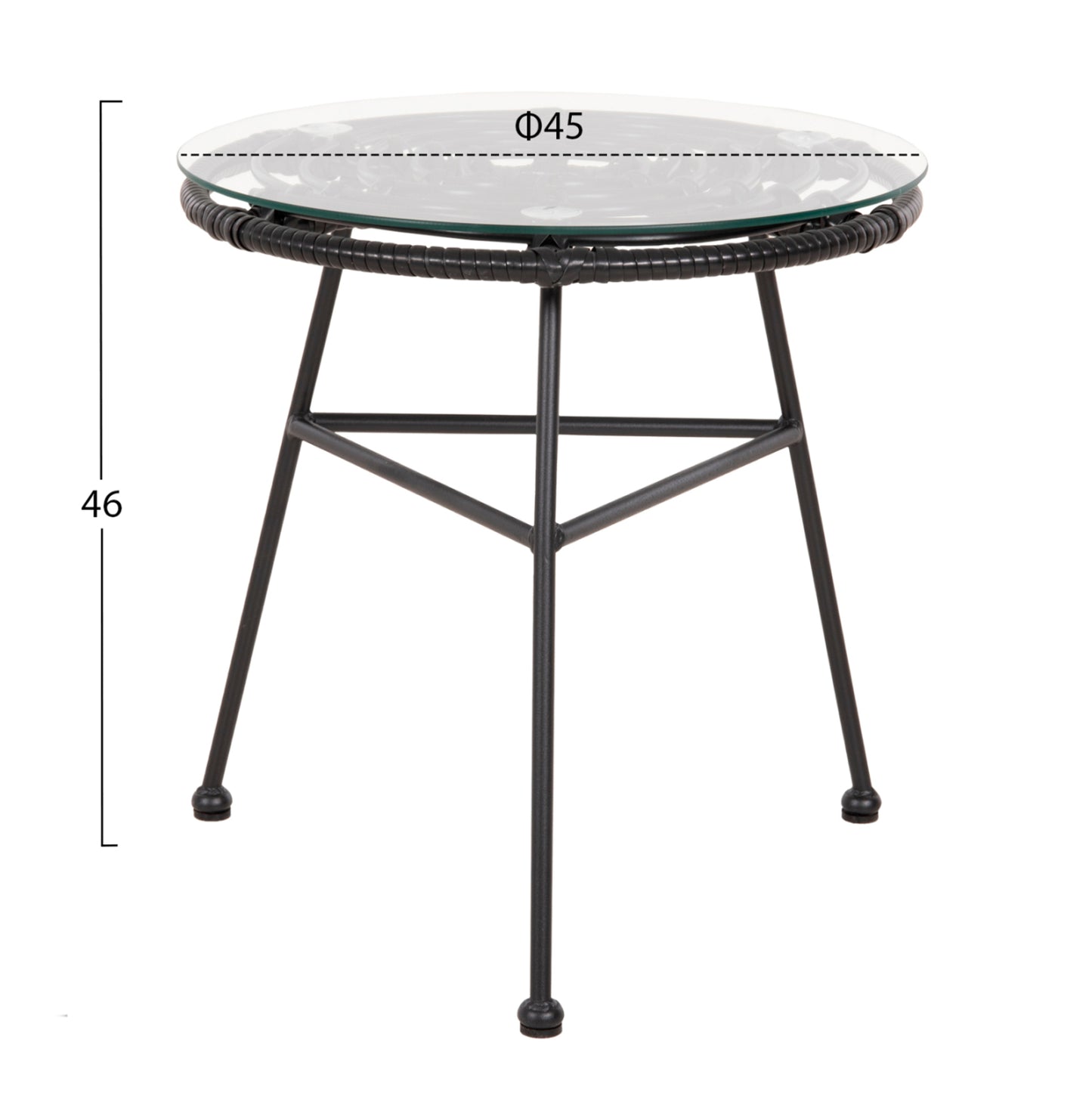 Outdoor Lounge Set 3pcs Allegra Hm21047.12 Black Synth.rattan & Metal