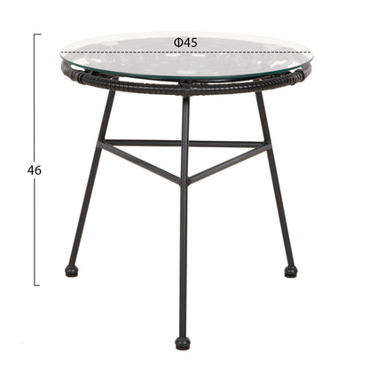 Outdoor Lounge Set 3pcs Allegra Hm21047.12 Black Synth.rattan & Metal