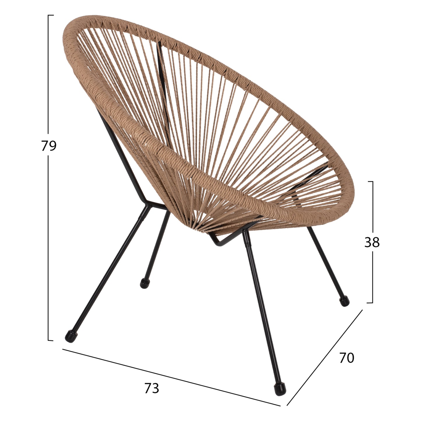 Outdoor Lounge Set 3pcs Acapulco Hm21100 Twisted Wicker-metal