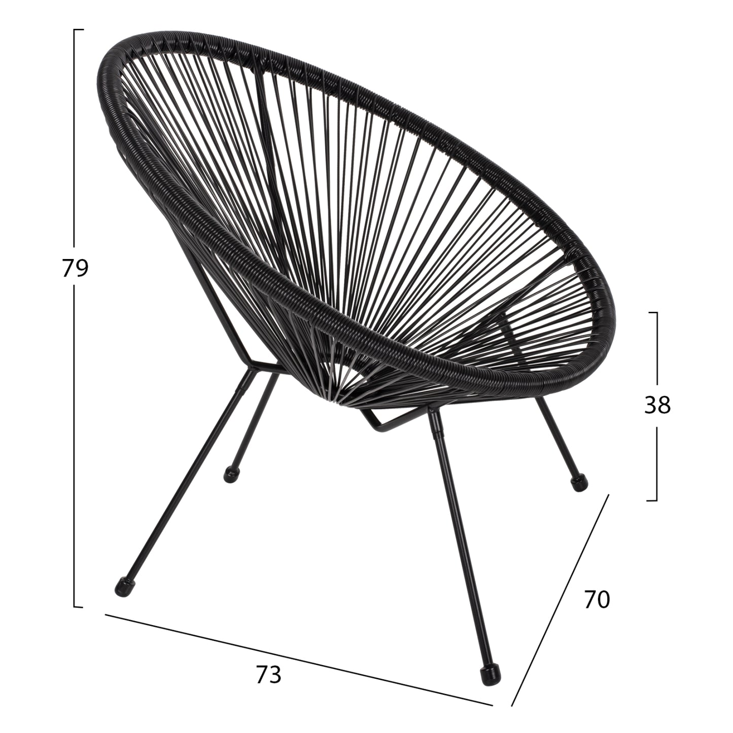 Outdoor Lounge Set 3pcs Acapulco Hm21101 P.e.rattan-metal In Black