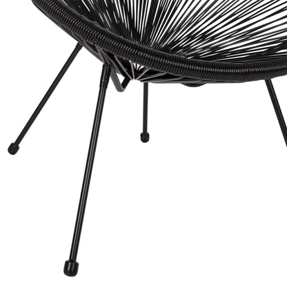 Outdoor Lounge Set 3pcs Acapulco Hm21101 P.e.rattan-metal In Black