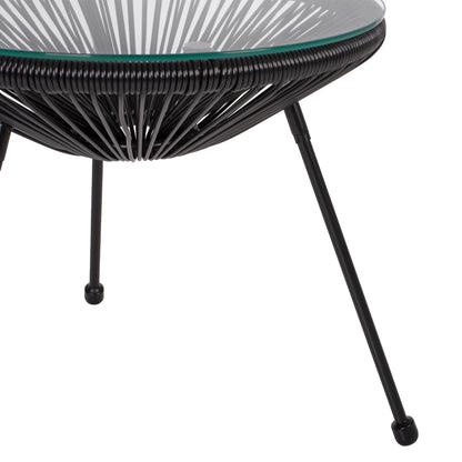Outdoor Lounge Set 3pcs Acapulco Hm21101 P.e.rattan-metal In Black