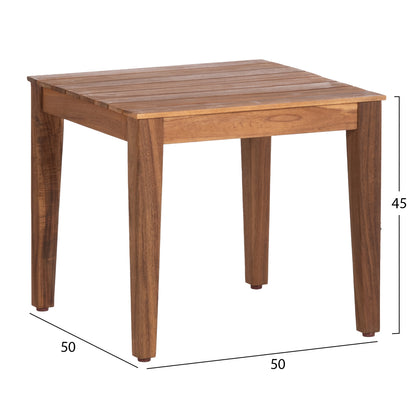 Outdoor Lounge Set 3pcs Ruth Hm6229 Acacia Wood--rope-metal Frame-cushions In Beige