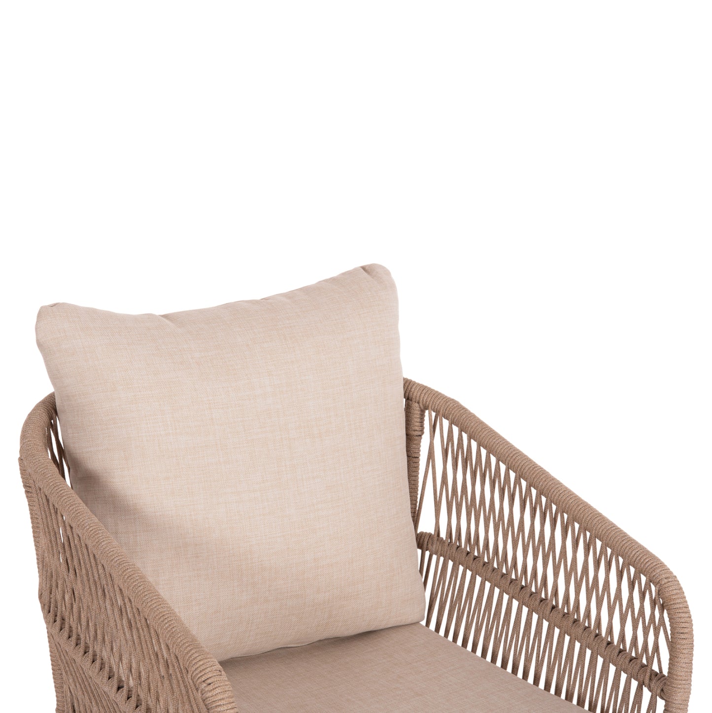 Outdoor Lounge Set 3pcs Ruth Hm6229 Acacia Wood--rope-metal Frame-cushions In Beige