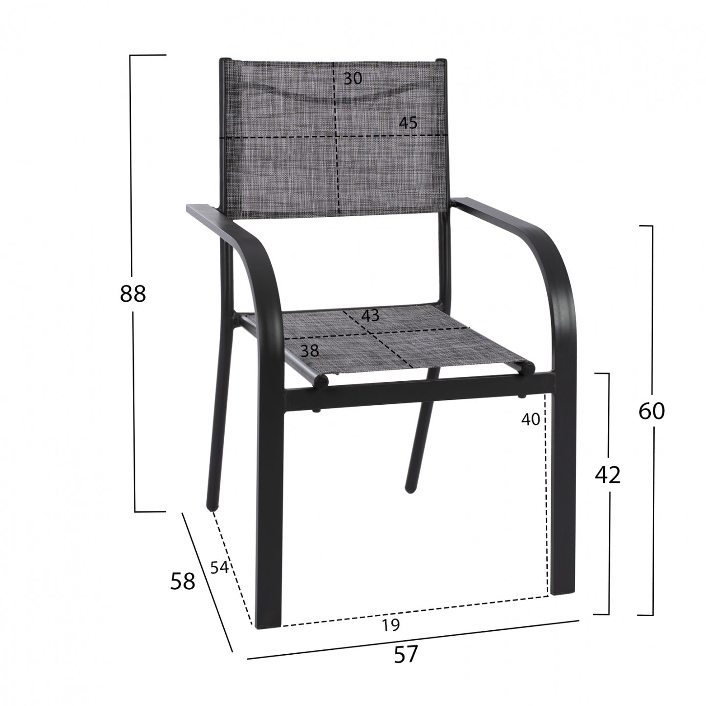 Dining Set With Umbrella 8 Pcs Gray Table 150x90 And Armchair Hm11533.02