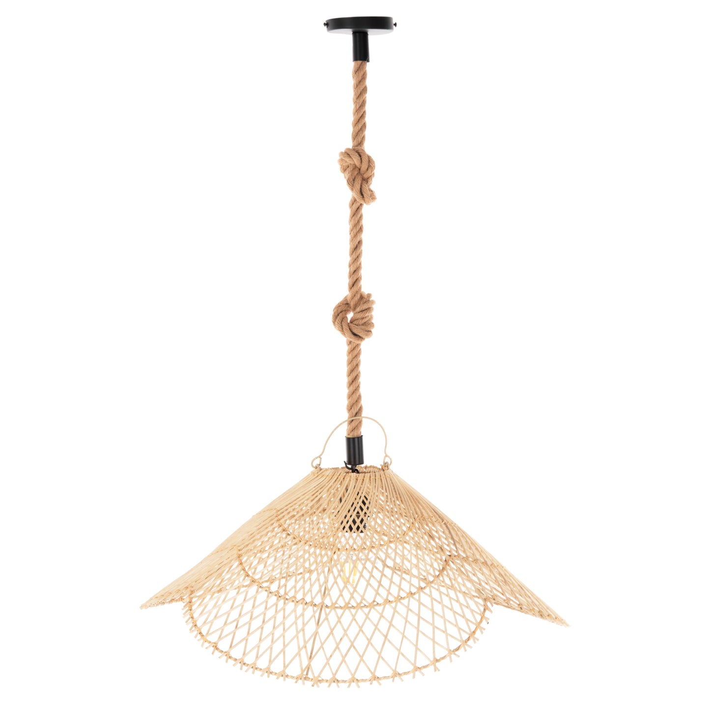 Ceiling Pendant Luminaire Set Hm11925.02 Rope And Natural Rattan Φ58.5Χ131h Cm.