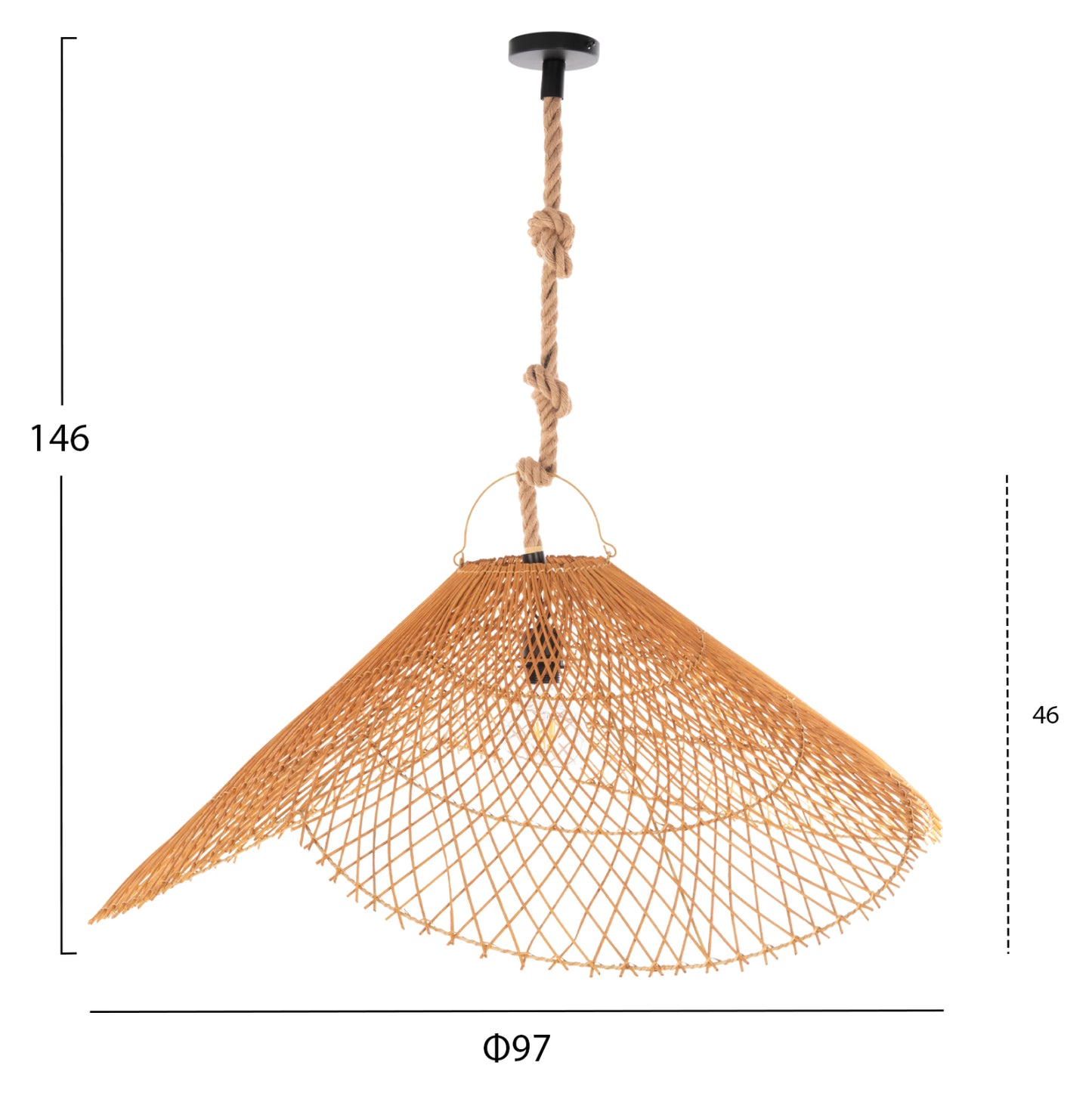 Ceiling Pendant Luminaire Set Hm11926 Rope- Natural Rattan-sand Beige Φ97Χ146h Cm.