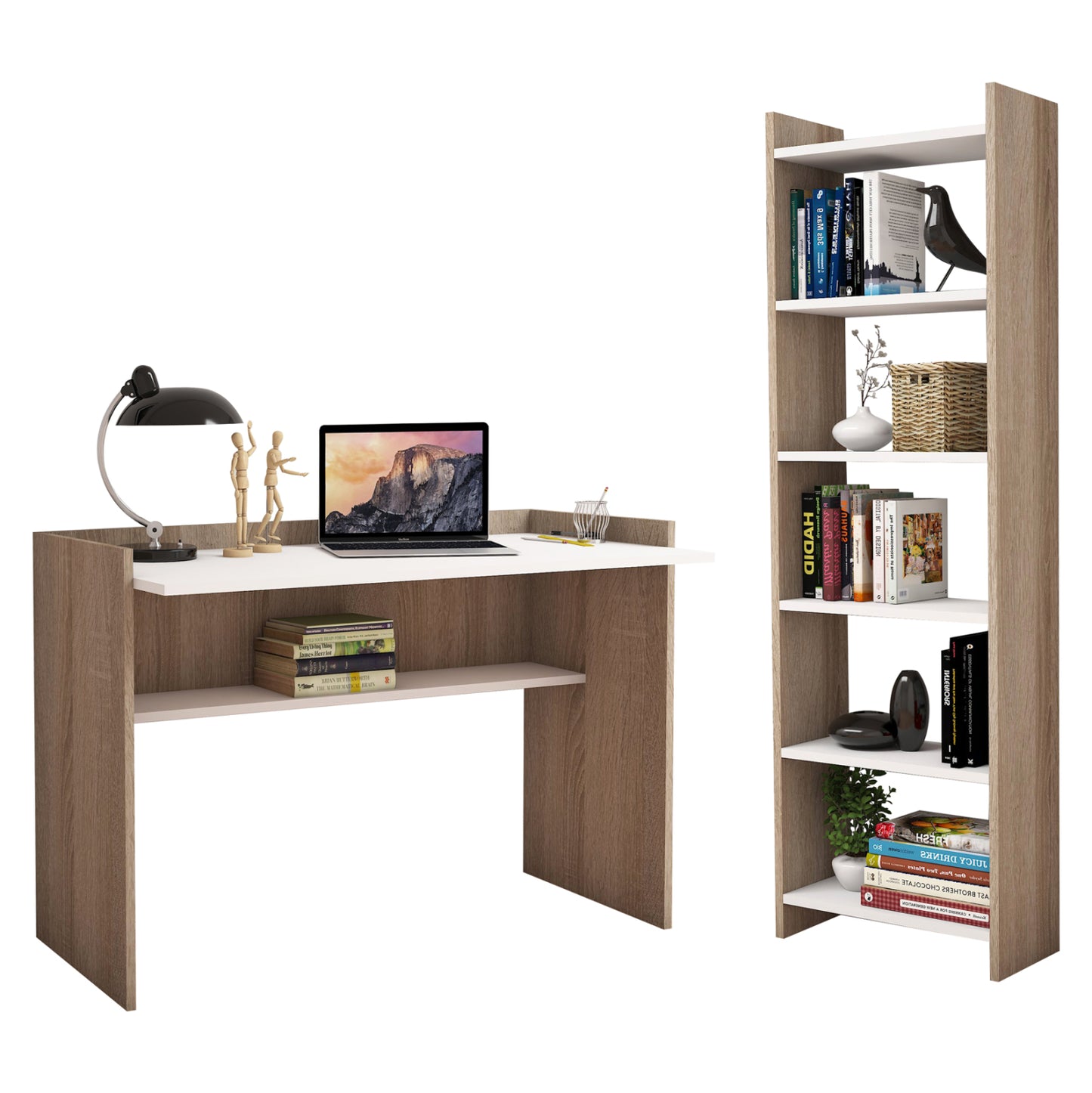 Office Set 2pcs Hm11774.12 Melamine In Sonoma-white