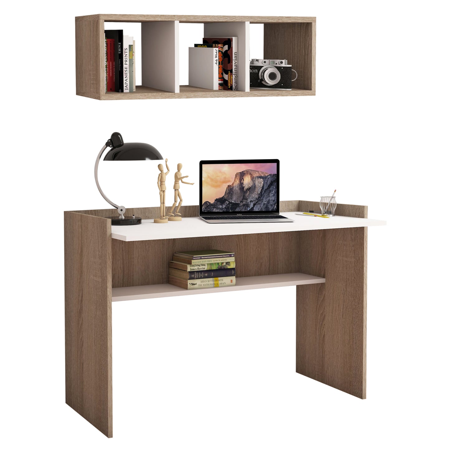 Office Set 2pcs Hm11775.12 Melamine In Sonoma-white