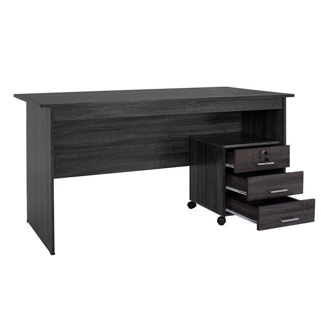 Office Set 2pieces Office & Cabinet Grey Color Hm10337.01