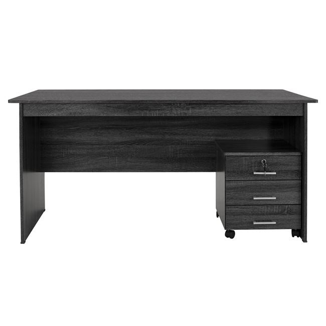 Office Set 2pieces Office & Cabinet Grey Color Hm10337.01