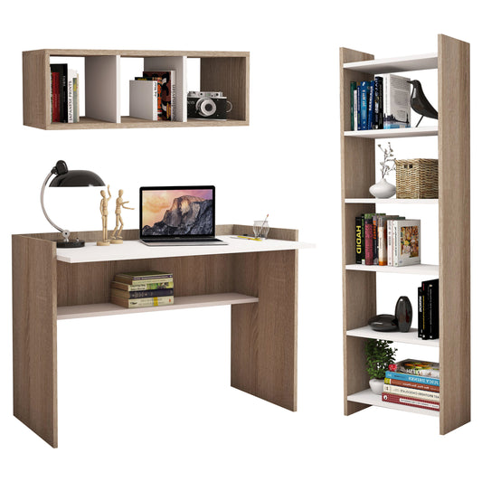 Office Composition Hm11776.12 3pcs Melamine In Sonoma And White Color