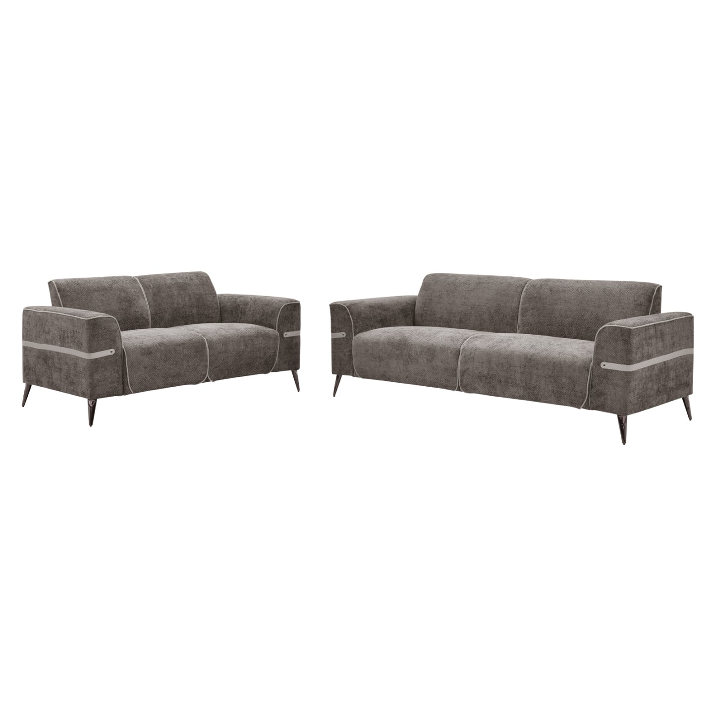 Sofa Set 2pcs Ferin Hm6070.02 Grey Fabric-dark Brown Metal Legs