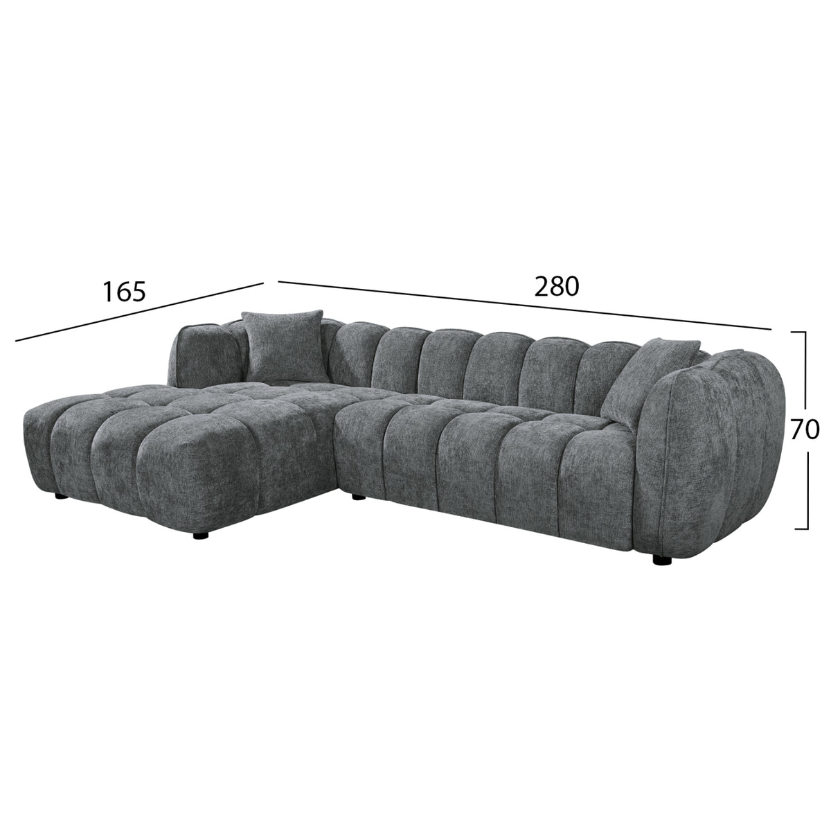 Set Corner Sofa (left)-armchair Lounge Lykke Hm10820.01l Grey Fabric