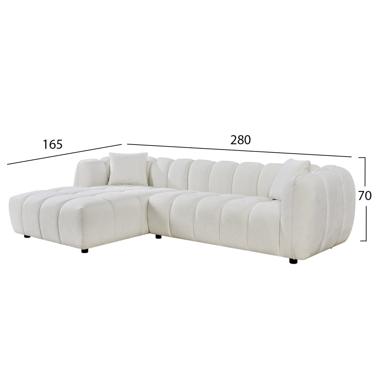 Set Corner Sofa (left)-armchair Lounge Lykke Hm10820.02l Ecru Fabric