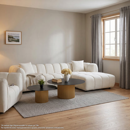 Set Corner Sofa (right)-armchair Lounge Lykke Hm10821.02r Ecru Fabric