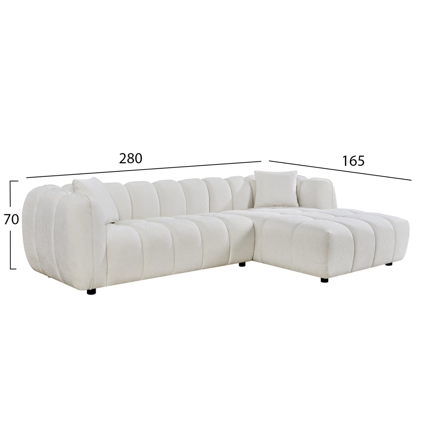 Set Corner Sofa (right)-armchair Lounge Lykke Hm10821.02r Ecru Fabric