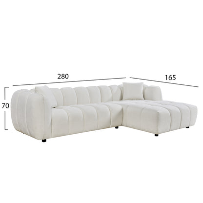 Set Corner Sofa (right)-armchair Lounge Lykke Hm10821.02r Ecru Fabric