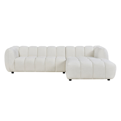 Set Corner Sofa (right)-armchair Lounge Lykke Hm10821.02r Ecru Fabric