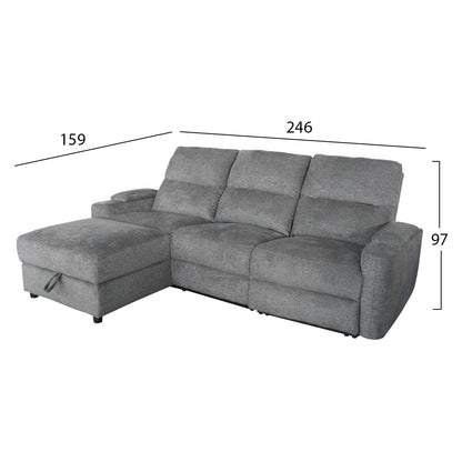 Set Sofa-relax Armchair Synthia Hm10735.03 Grey Fabric--electric Recline [l]