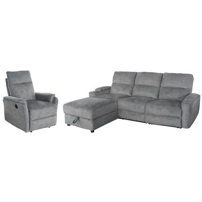 Set Sofa-relax Armchair Synthia Hm10735.03 Grey Fabric--electric Recline [l]