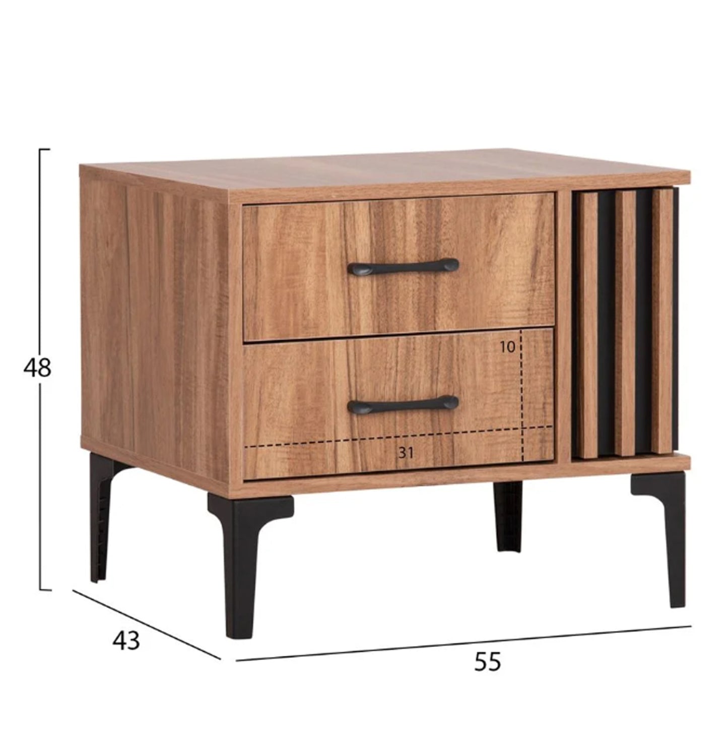 Bedroom Furniture Set 4pcs Harry Hm21115 Melamine In Natural Wood & Black
