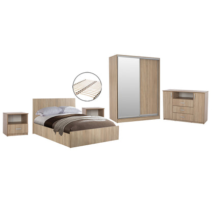 Bedroom Furniture Set 6pcs Adler Hm11759 Melamine In Sonama Oak-for Mattress 160x200cm