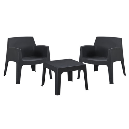 Lounge Set 3pcs Sleek Hm21274.02 Black Polypropylene