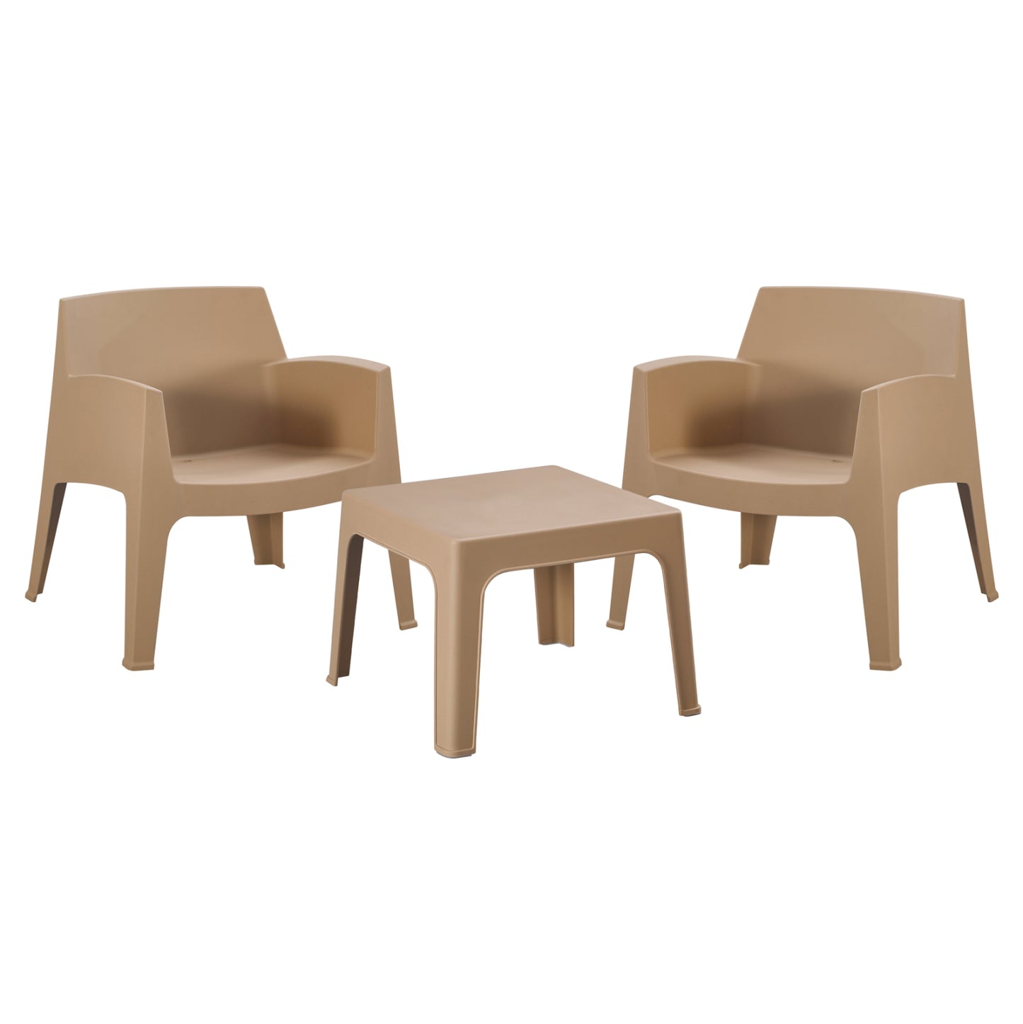Lounge Set 3pcs Sleek Hm21274.03 Polypropylene In Cappuccino Color