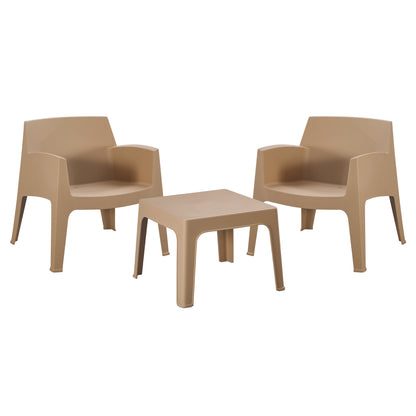 Lounge Set 3pcs Sleek Hm21274.03 Polypropylene In Cappuccino Color