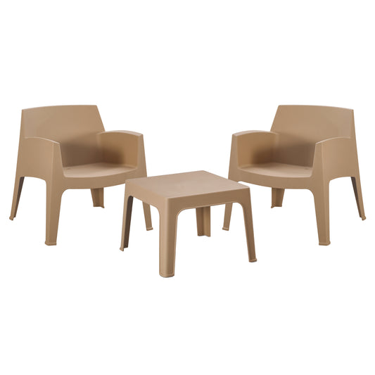 Lounge Set 3pcs Sleek Hm21274.03 Polypropylene In Cappuccino Color