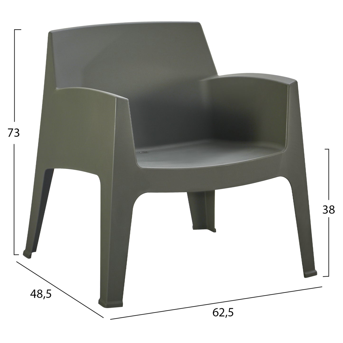 Lounge Set 3pcs Sleek Hm21274.05 Dark Olive Green Polypropylene