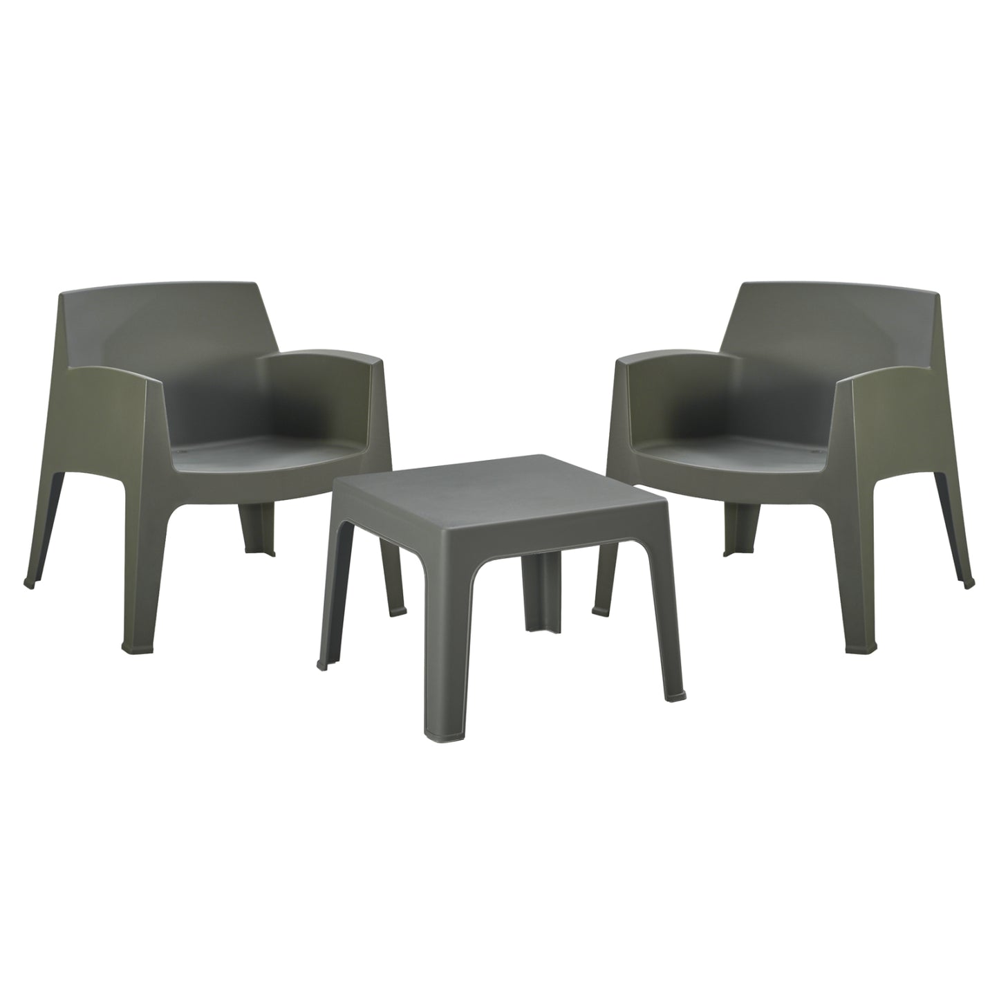 Lounge Set 3pcs Sleek Hm21274.05 Dark Olive Green Polypropylene