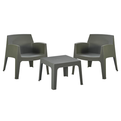 Lounge Set 3pcs Sleek Hm21274.05 Dark Olive Green Polypropylene