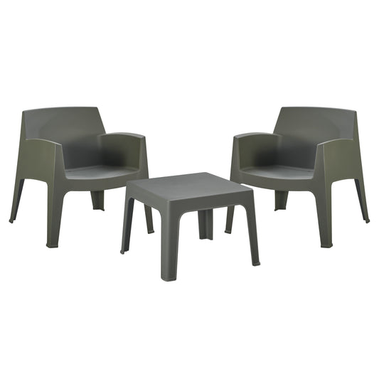 Lounge Set 3pcs Sleek Hm21274.05 Dark Olive Green Polypropylene