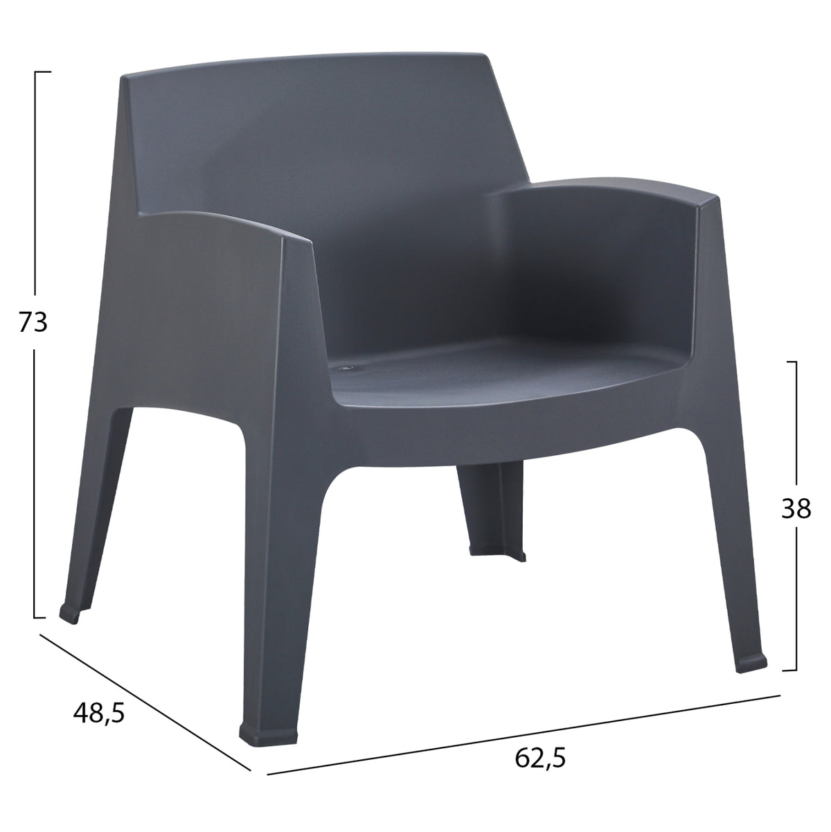 Lounge Set 3pcs Sleek Hm21274.10 Grey Polypropylene